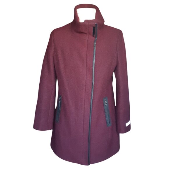 Calvin Klein SZ M Wine Mid Length Zippered Women's Winter Coat - Picture 1 of 16